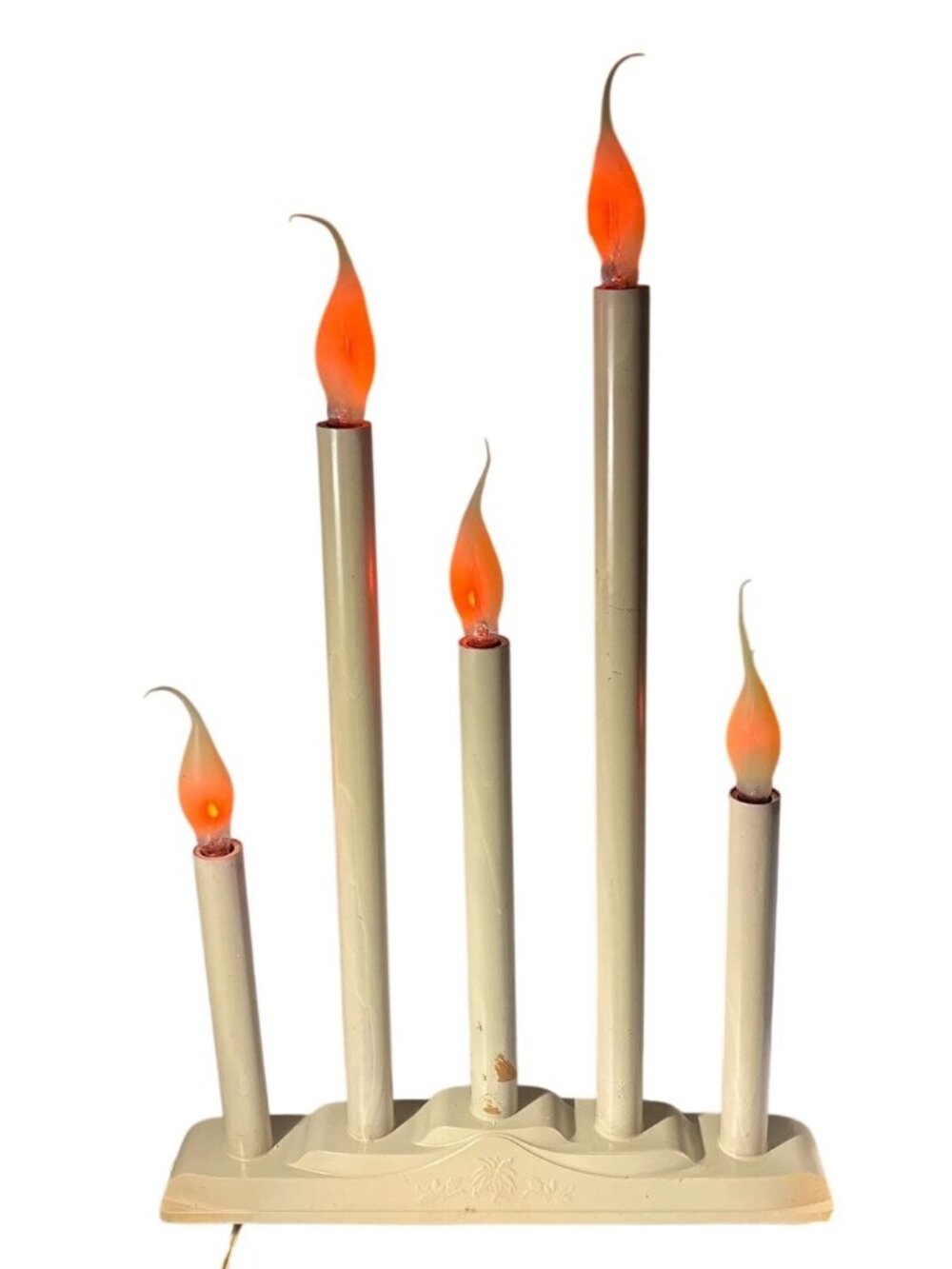 Noma Electric Candle Light Christmas Five Flicker Flames & Cream Base 17" Vtg